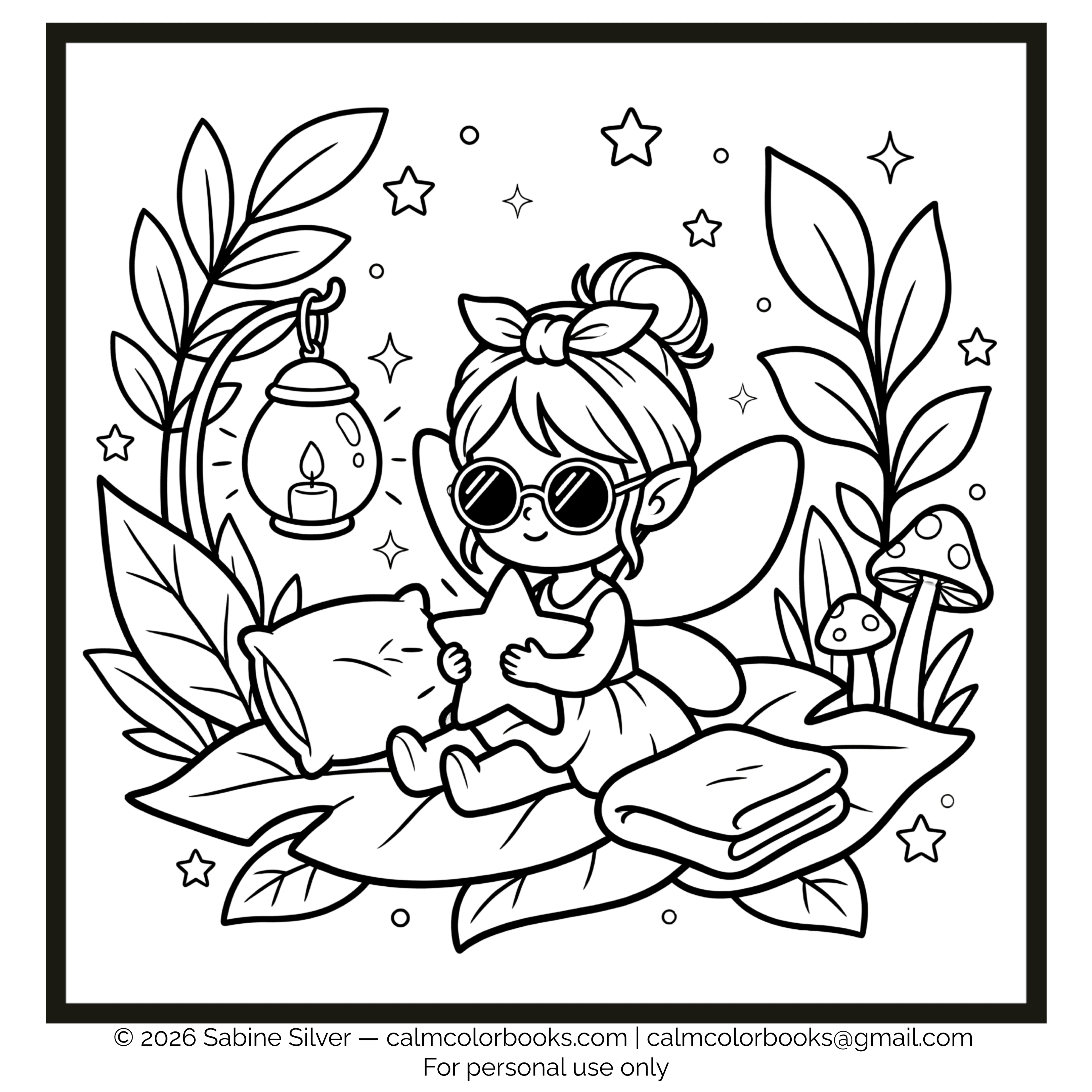 Thumbnail for Blind Fairy free cozy coloring page