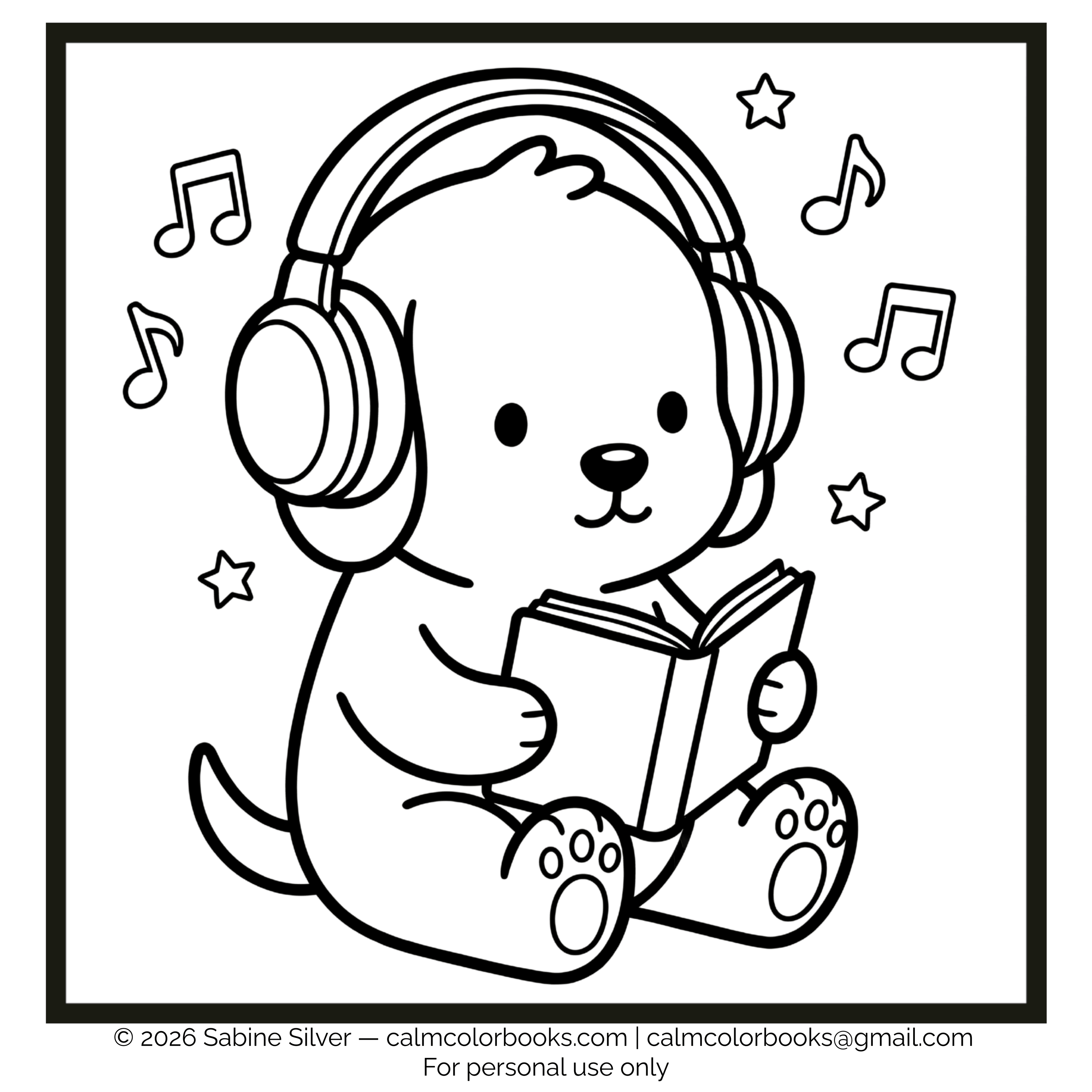 Thumbnail for autism dog free cozy coloring page