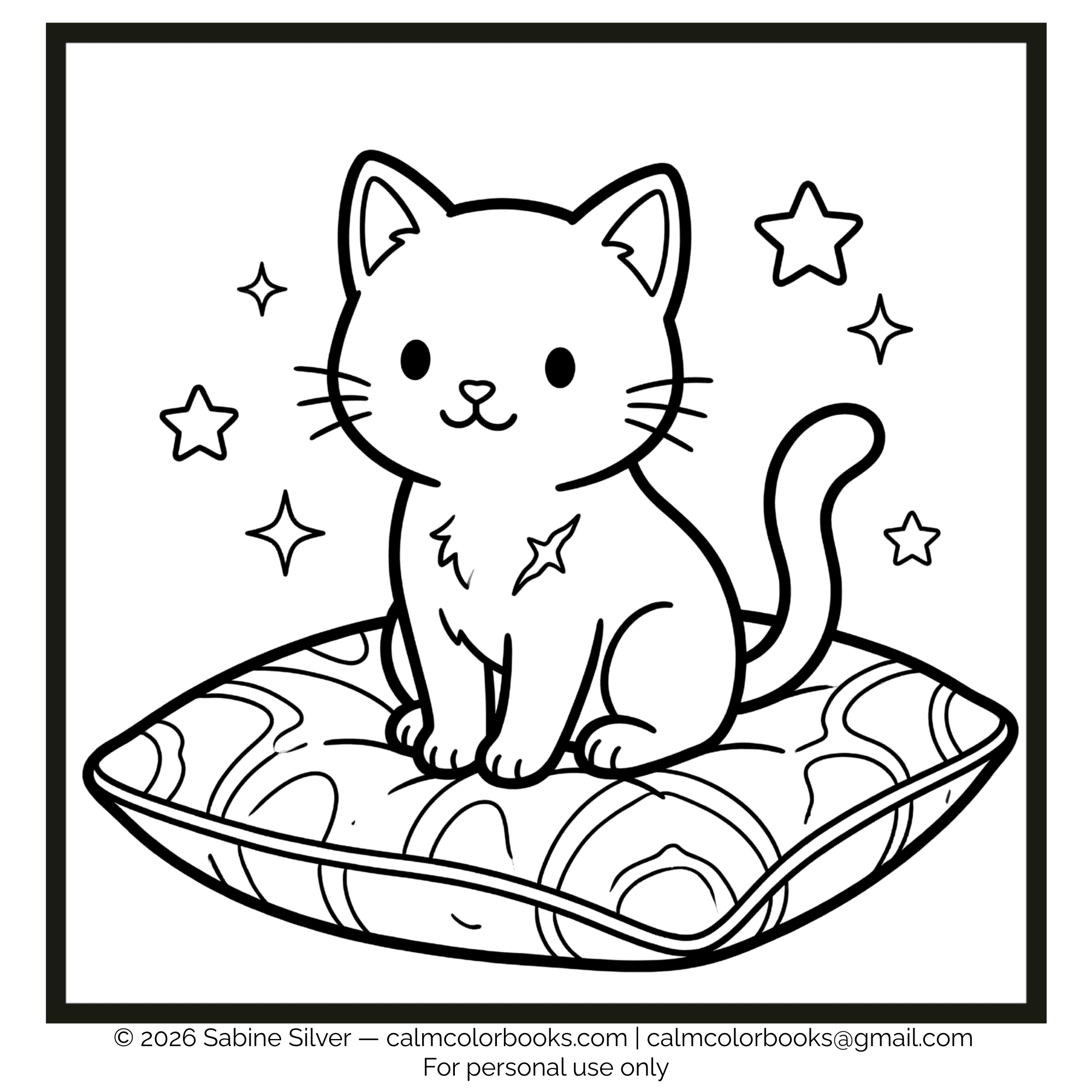 Thumbnail for Cat with heart operation scarf on chest free cozy coloring page