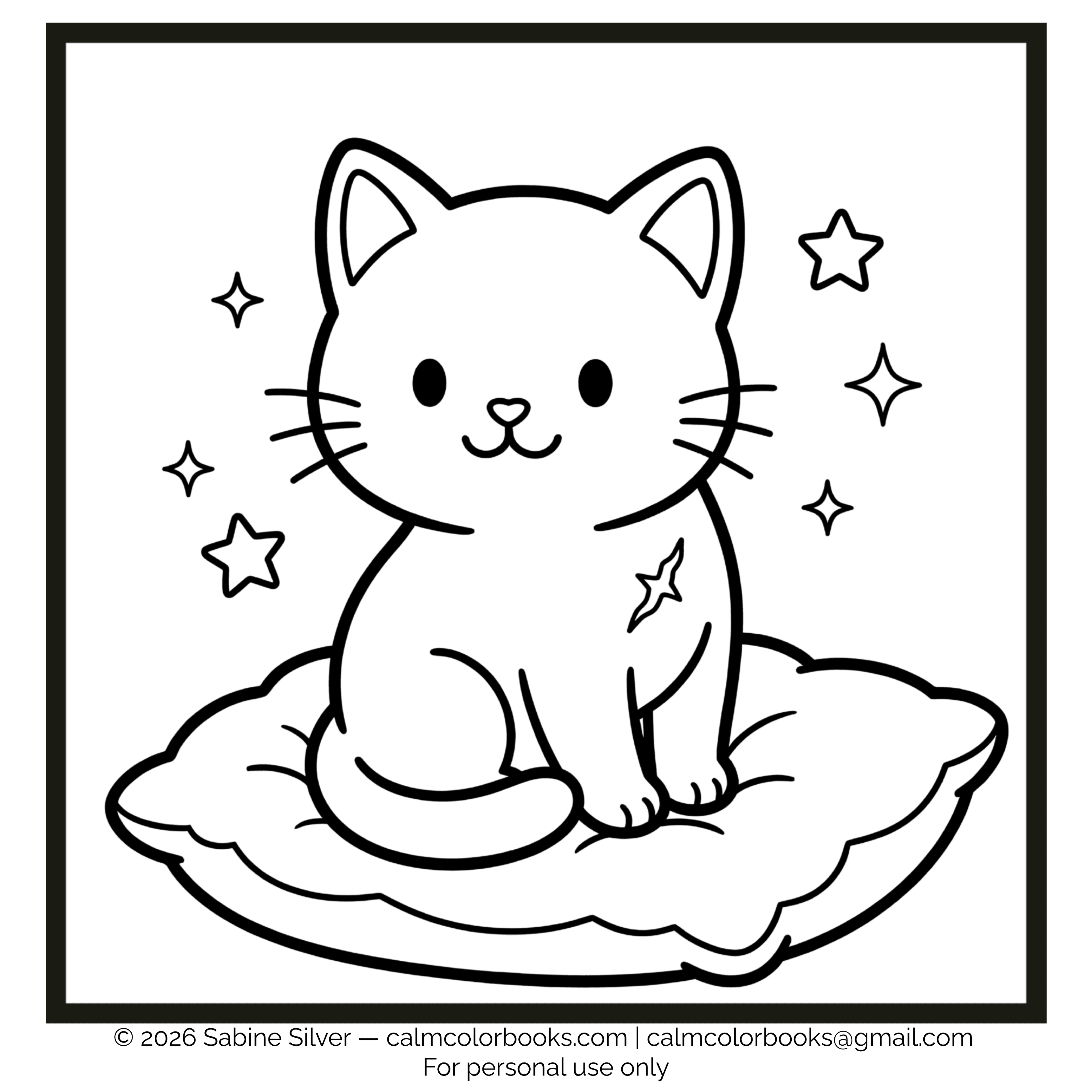 Thumbnail for cat with large heart operation scarf on chest free cozy coloring page