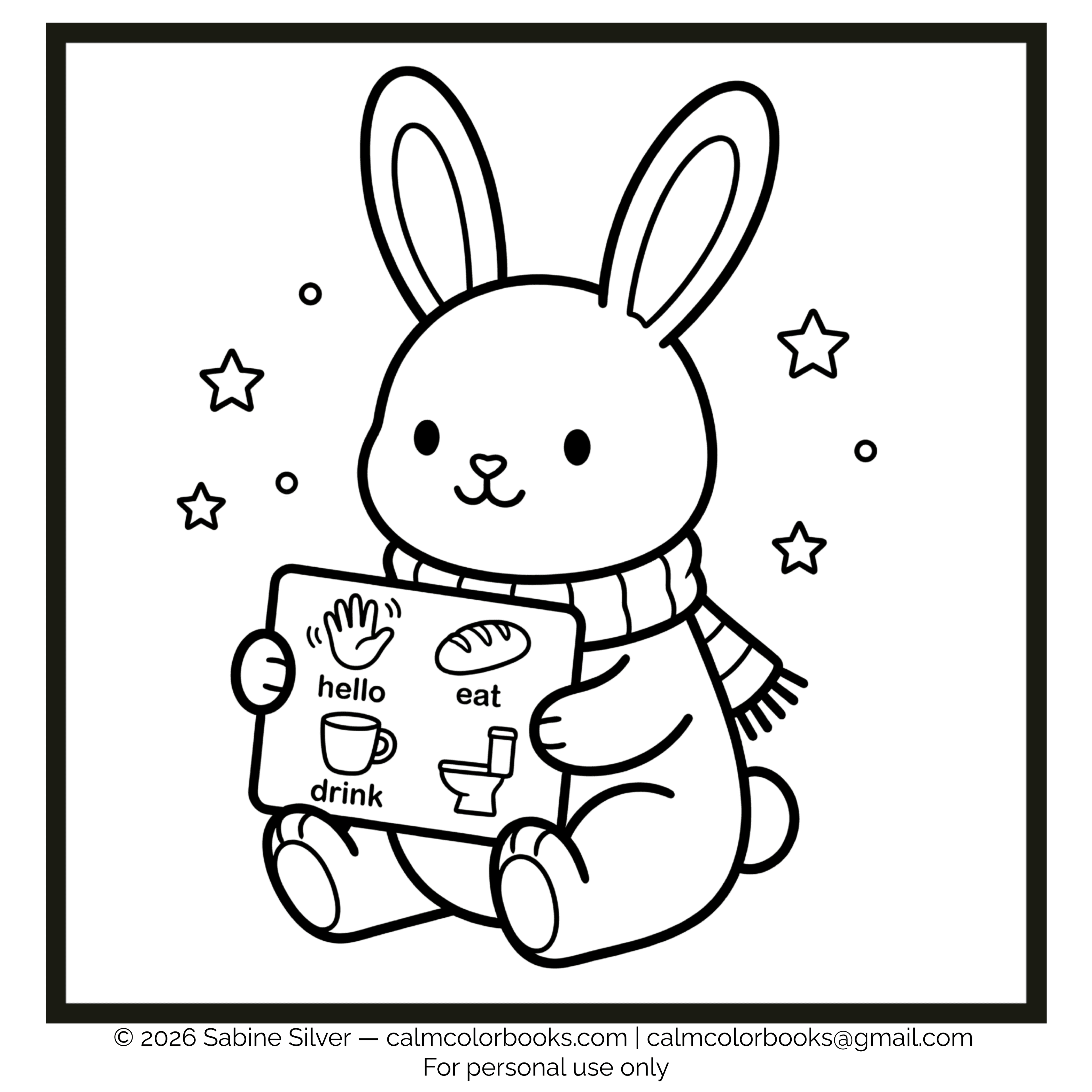 Thumbnail for non verbal autism bunny free cozy coloring page